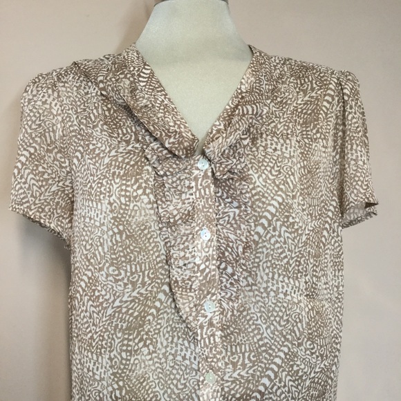 SOON Brown and Beige semi transparent,  Blouse size 18 - Picture 4 of 11